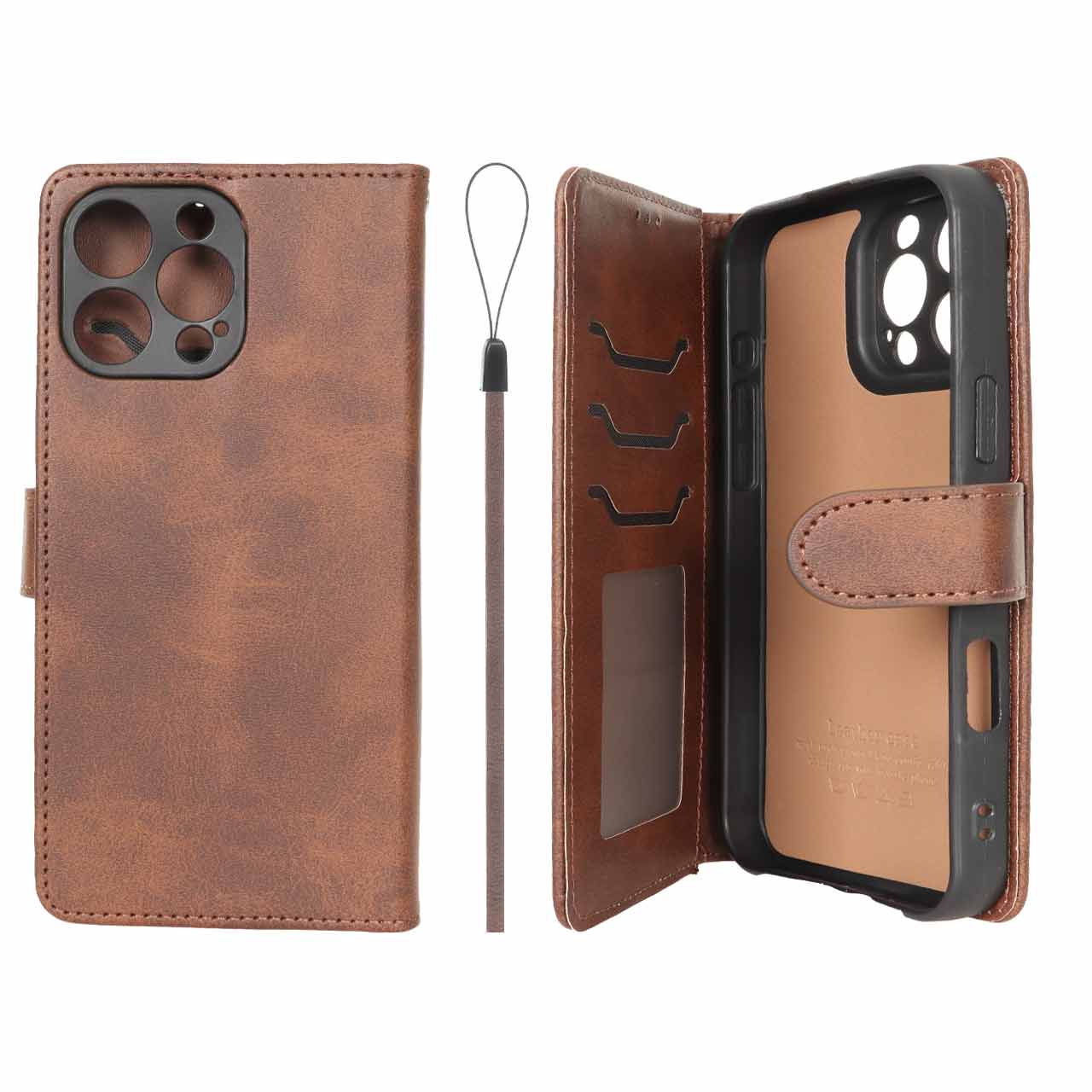 کیف موبایل مگنتی درجه یک داخل خز MNC Plus مدل Apple iPhone 16 Pro Max - قهوه ای